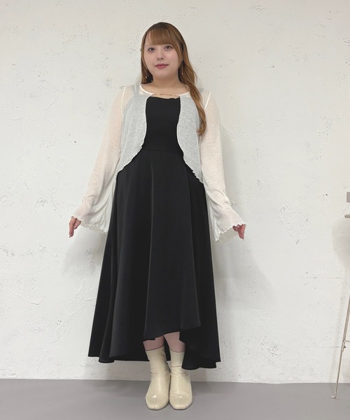 louiosy ルオシー LL キャミソールフレアワンピース Louiosy ワンピース 「大きいサイズ」アシメフレアキャミ