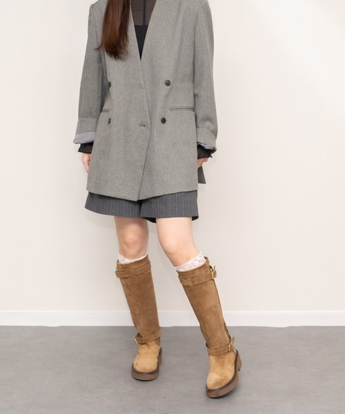 ファビオルスコーニ FABIO RUSCONI ロングブーツ （トープベロア） FABIO RUSCONI(ファビオルスコーニ)】 SQUARE LONG BOOTS|allureville