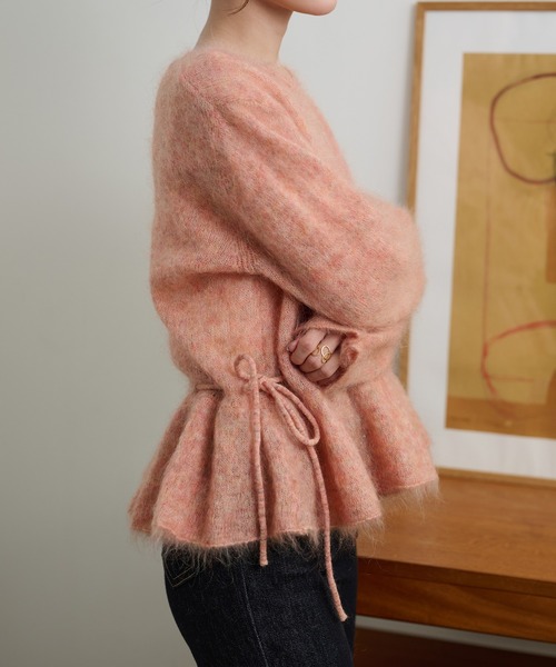 ニット セーター mohair ribbon peplum knit pullover /モヘアリボン