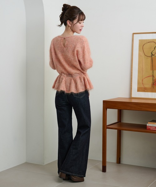 ニット セーター mohair ribbon peplum knit pullover /モヘアリボン
