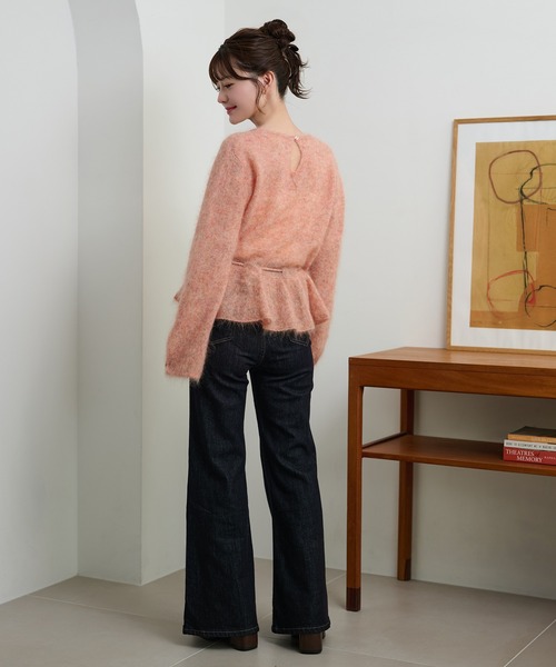 ニット セーター mohair ribbon peplum knit pullover /モヘアリボン
