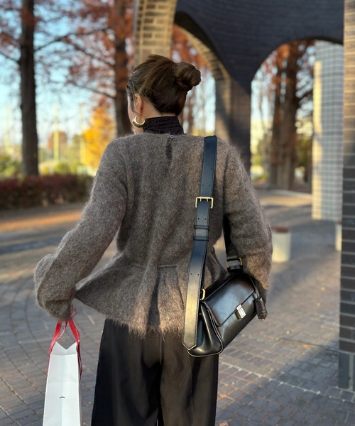 ニット セーター mohair ribbon peplum knit pullover /モヘアリボン