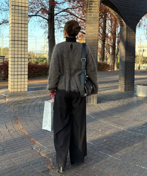 ニット セーター mohair ribbon peplum knit pullover /モヘアリボン