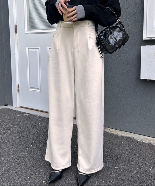 Maison Calme パンツ 「美脚ボトム」ハイウエストコーデュロイ裏起毛
