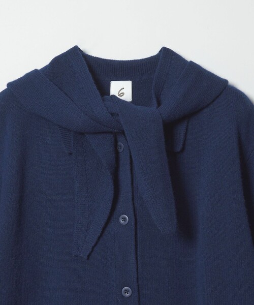 【新品未使用】＜6(ROKU)＞ウール フード ニット カーディガン 6 カーディガン 「6(ROKU)」ウール フード ニット カーディガン