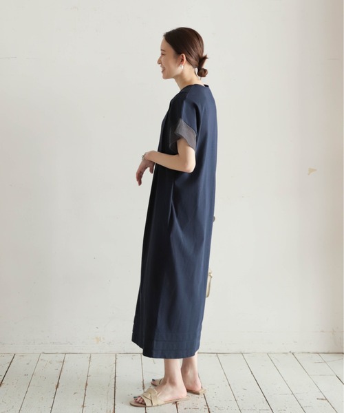 「NOMBRE IMPAIR」 半袖ワンピース FREE ネイビー レディース_画像7