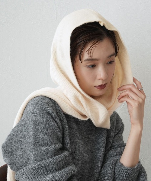 Yeoun マフラー ストール もちもちニットフード付きマフラー