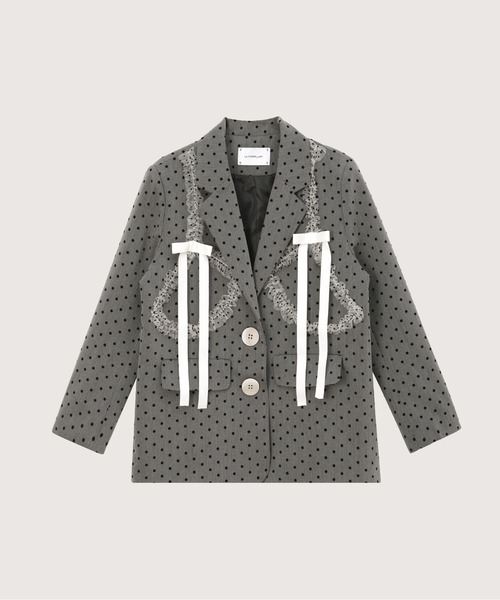 LA POMME petit リボンジャケット Dot Lace Ribbon Jacketドットレースリボンジャケット