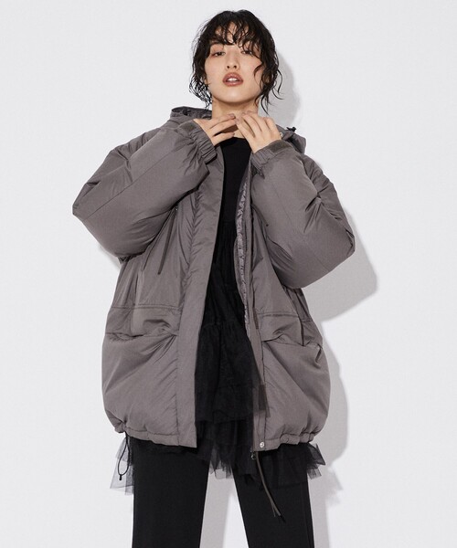 「FIRST DOWN」 ダウンジャケット S チャコールグレー レディース_画像3