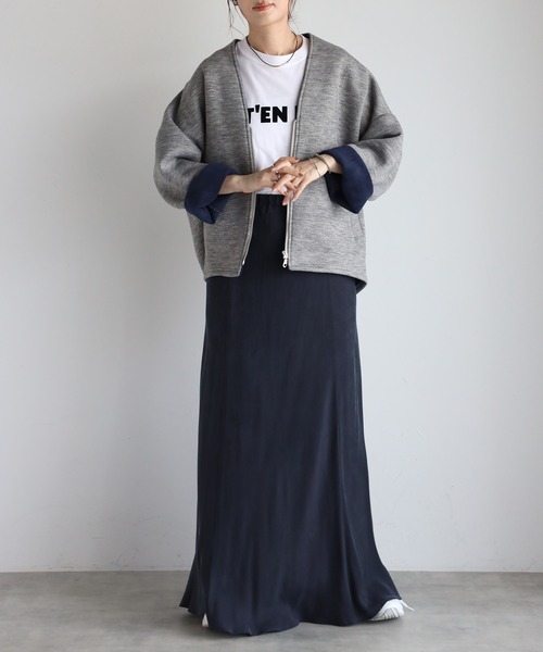 「＆HALF」 「noa-ge」ブルゾン M グレー レディース_画像7