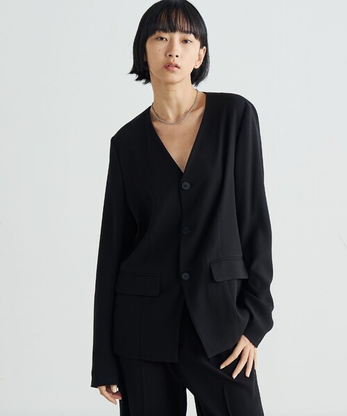 Edition（エディション） ノーカラージャケット 34 ブラック