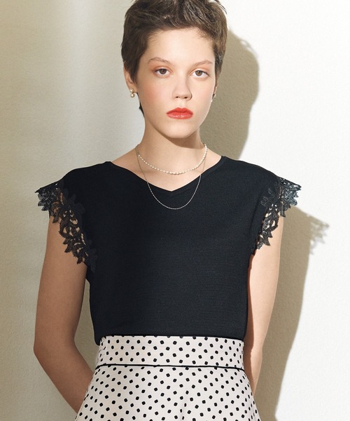 「STRAWBERRY-FIELDS」 ノースリーブニット - ホワイト レディース_画像4