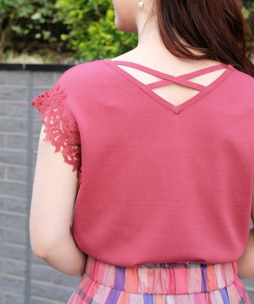 「STRAWBERRY-FIELDS」 ノースリーブニット - ホワイト レディース_画像10