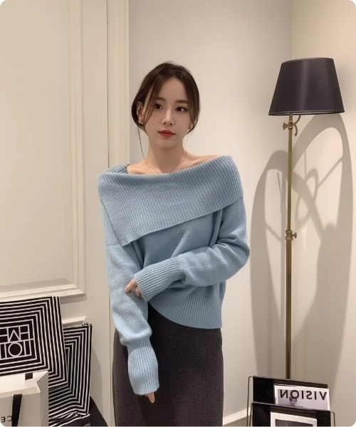 I.O.E ニット セーター オフショルダー ニット プルオーバー