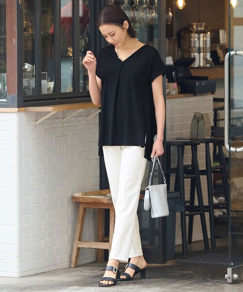 「自由区」 半袖カットソー 38 ブラウン レディース_画像5