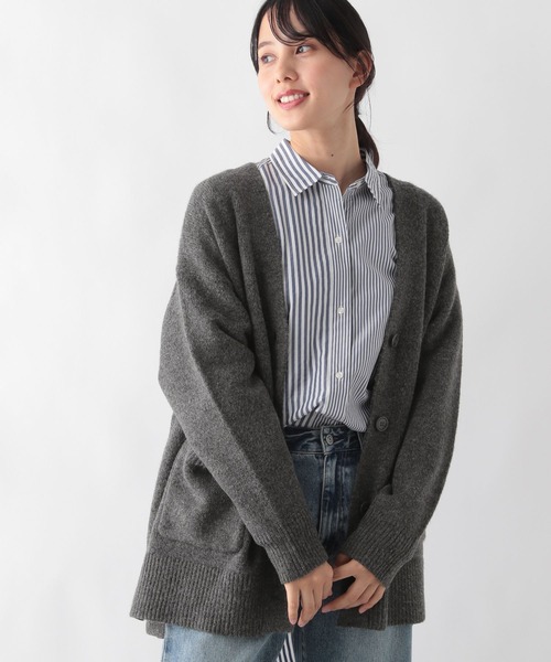 「GLOBAL WORK」 ニットカーディガン MEDIUM グレイッシュベージュ レディース_画像3