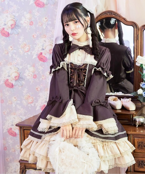 BODYLINE ワンピース 2way スカラップフリルの姫袖ワンピース 3点
