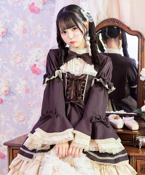 BODYLINE ワンピース 2way スカラップフリルの姫袖ワンピース 3点