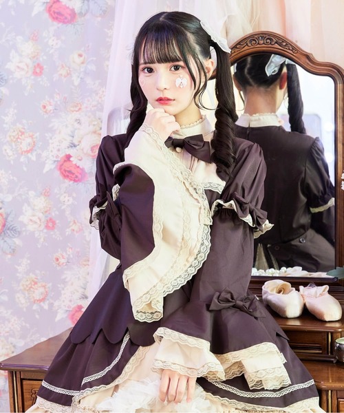 BODYLINE ワンピース 2way スカラップフリルの姫袖ワンピース 3点
