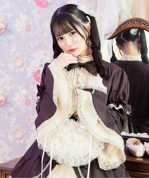BODYLINE ゴシックロリータ 2WAYワンピース BODYLINE ワンピース 2way スカラップフリルの姫袖ワンピース 3点