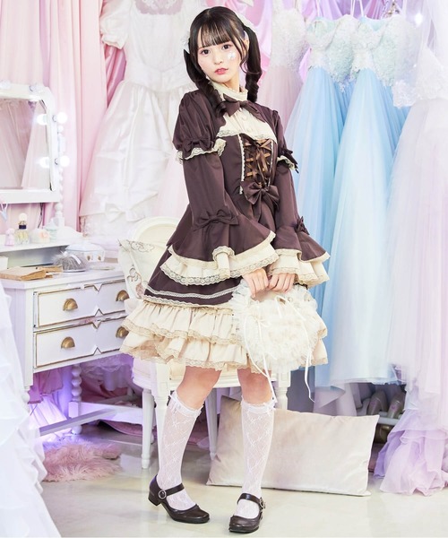 BODYLINE ワンピース 2way スカラップフリルの姫袖ワンピース 3点