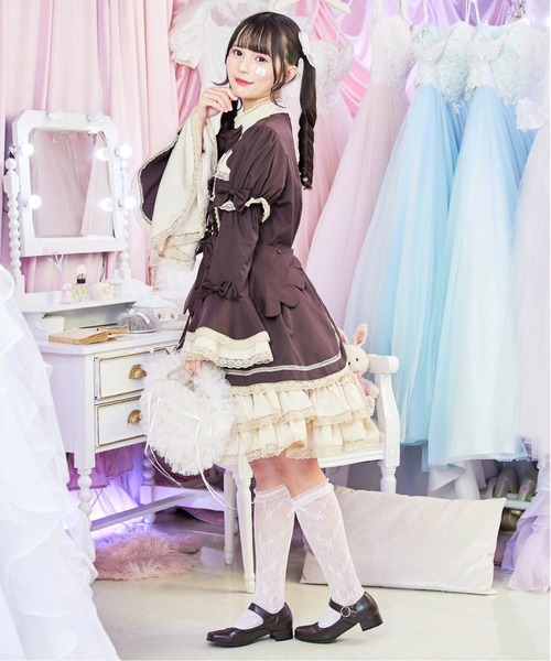 BODYLINE ワンピース 2way スカラップフリルの姫袖ワンピース 3点