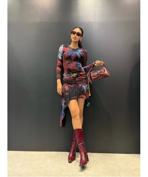 デシグアルDesigual　ロングワンピース　エスニック　リボン　大きいサイズ Desigual（デシグアル） ワンピース × Nicki Nicole」アシンメトリー