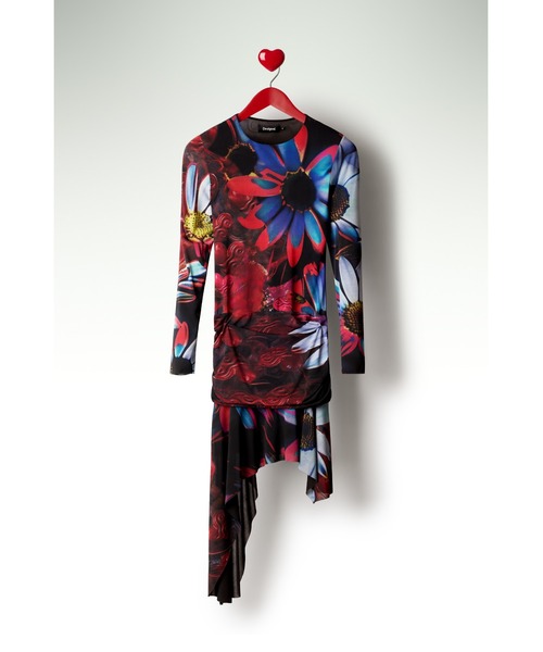 デシグアルDesigual　ロングワンピース　エスニック　リボン　大きいサイズ Desigual（デシグアル） ワンピース × Nicki Nicole」アシンメトリー