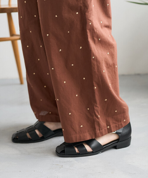 ワイドパンツ パンツ インド ラメドット刺繍 イージーパンツ「セットアップ対応」 レディースの画像