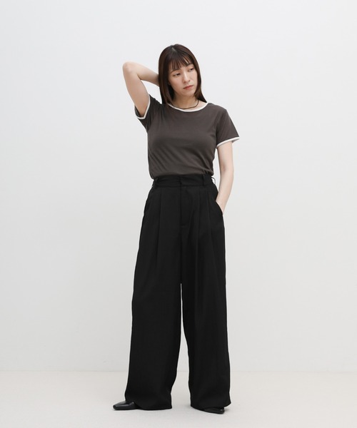 Cale タック シルク リネン ワイド スラックス パンツ　NEAT select MOCA（セレクトモカ） ワイドパンツ スラックス パンツ リネン