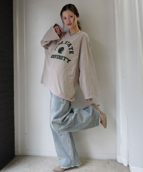 CORNERS（コーナーズ） tシャツ ピグメントカレッジオーバーサイズロン