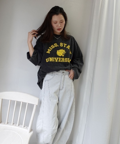 CORNERS（コーナーズ） tシャツ ピグメントカレッジオーバーサイズロン