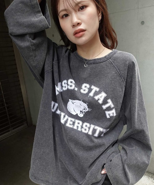 CORNERS（コーナーズ） tシャツ ピグメントカレッジオーバーサイズロン