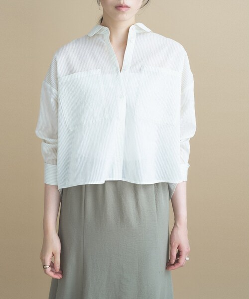 cloenc（クロエンス） ブラウス シャツ 「再入荷」シアーストライプ