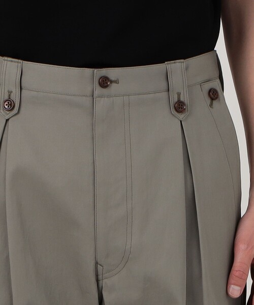 チノパン 60/2コットンギャバジン 1タックペグトップパンツ メンズの画像