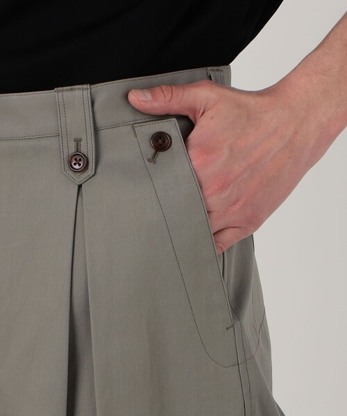 チノパン 60/2コットンギャバジン 1タックペグトップパンツ メンズの画像