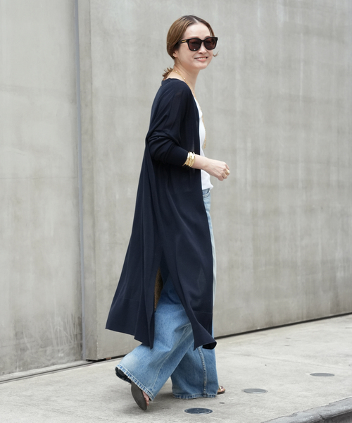 極美品 Deuxieme Classe ロングニットカーディガンコットン Deuxieme Classe（ドゥーズィエムクラス） カーディガン shake code トップス