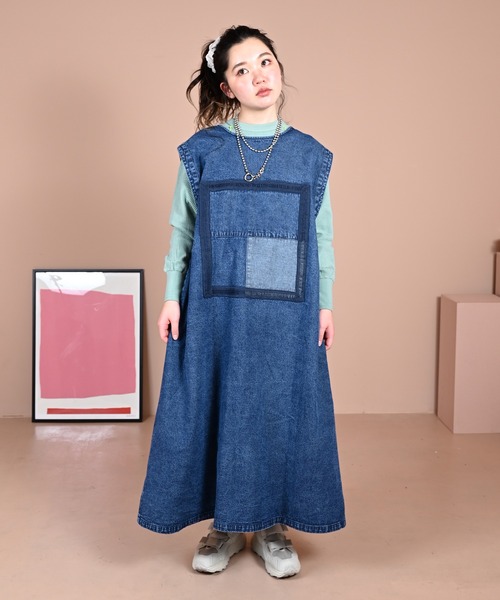 「MARKEY'S」 サロペットスカート 160cm ブルー レディース_画像7