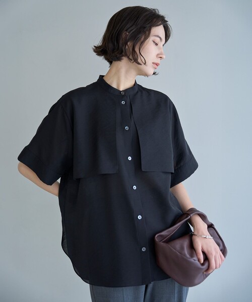 「UNFILO」 半袖ブラウス MEDIUM ブラック レディース_画像2