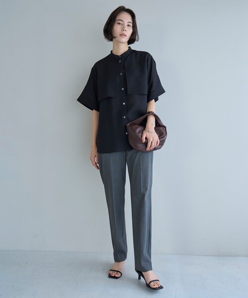 「UNFILO」 半袖ブラウス MEDIUM ブラック レディース_画像3
