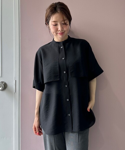 「UNFILO」 半袖ブラウス MEDIUM ブラック レディース_画像7