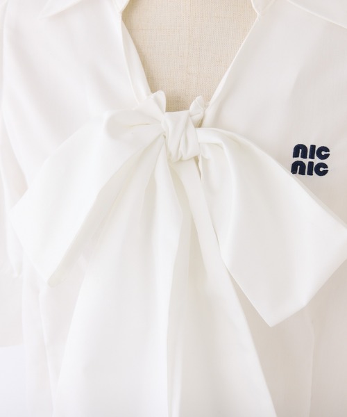 「one after another NICE CLAUP」 半袖シャツ FREE ブルー レディース_画像7