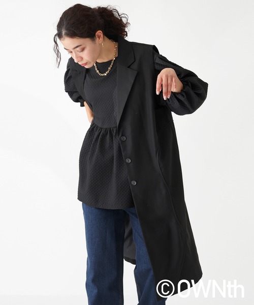ベスト ジレ ウェーブデザインロングジレ レディース