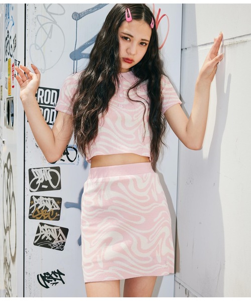 ANAP GiRL ワンピース 「ANAPGiRL×mochuコラボ」マーブル柄サマー  