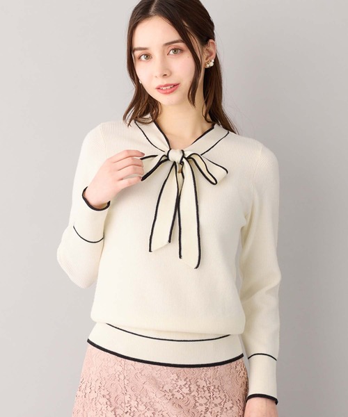 alotta（アロッタ） ニット セーター 配色ボウタイニットトップス