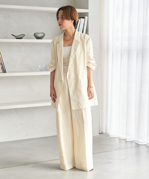plage パンツ スラックス VIS/LINEN TUCK WIDE レディース