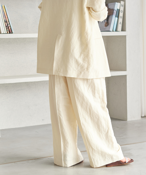 plage パンツ スラックス VIS/LINEN TUCK WIDE レディース