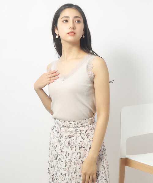 専用　レース襟のタンクトップ.作家様カゴバッグ2点 index（インデックス） タンクトップ ノースリーブ 前後2way レース