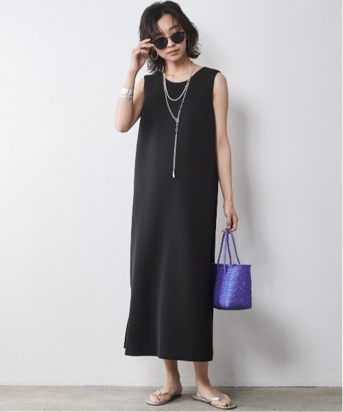 chiclin Ｌサイズ　ノースリーブワンピース CHIC STYLE ワンピース 「大きいサイズ」ノースリーブワンピース