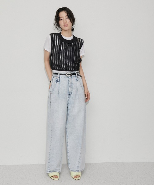 大人女性の ADAM ET 「洗える」メッシュベスト ジレ ベスト ROPE' トップス